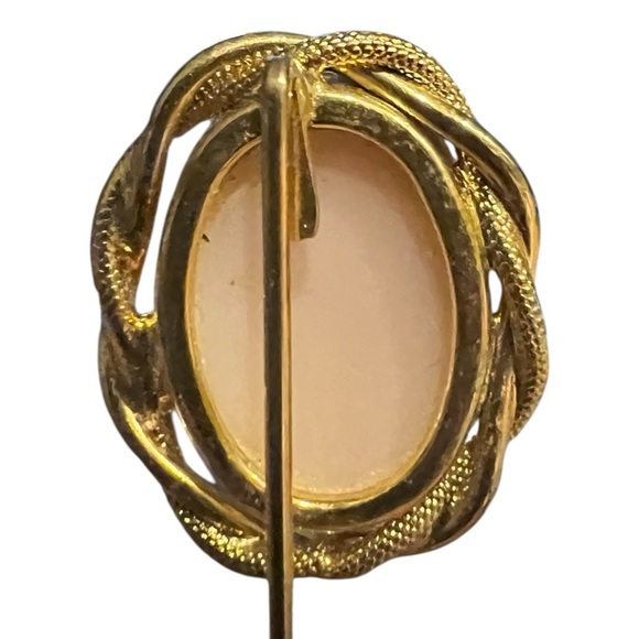 Vintage Carved Cameo Stick Pin Pink and white - Picture 4 of 5